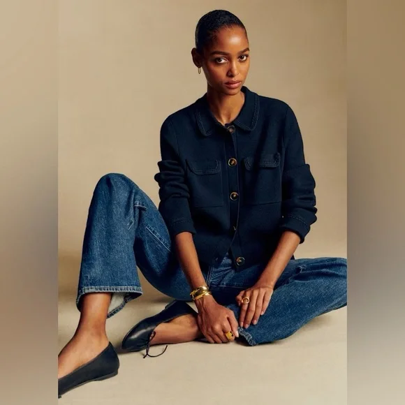 Sezane Betty Cardigan in Navy Crochet XXS - Picture 4 of 7